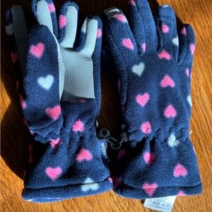 Lands' End Kids Gloves - Navy with Pink and White Hearts